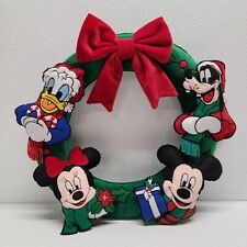 Vintage Disney Christmas Door Hanging Wreath Plush Mickey Minnie Friends 3D picture