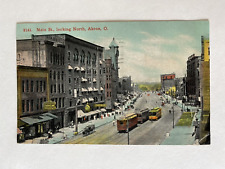 1910 Antique Vintage Postcard 2141 Main St Looking North Akron OH Trolleys Buggy picture