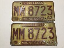 VINTAGE 1962 MN MINNESOTA LICENSE PLATE MATCHED PAIR 