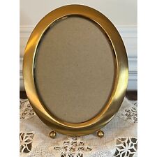 Vintage, Solid Brass, Oval, Standing Picture Frame. Non-glare glass, picture