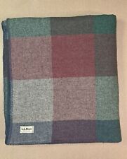 Vtg LL Bean Freeport USA Wool Blanket Plaid Red Blue Green Gray Camp 98x88 picture
