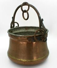 Vintage Hammered Copper Pot Cauldron Dovetail Seam Forged Handles picture
