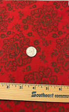 Quilt Craft Fabric Cotton Red Gold Floral Flowers Material Vintage 58 x 35 picture