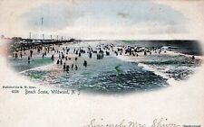 WILDWOOD NJ - Beach Scene Hand Colored Rotograph Postcard - udb - 1906 picture