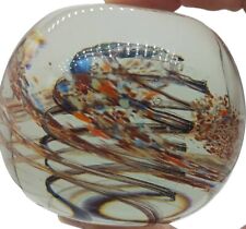 Vintage FW Signed Swedish Art Glass Paperweight With Swirl picture
