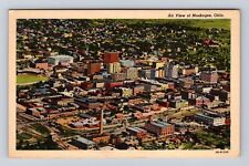 Muskogee OK-Oklahoma, Aerial Of Town Area, Antique, Vintage Souvenir Postcard picture