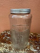 Vintage Antique Ribbed Round Hoosier Glass Coffee Jar Canister Kitchen Storage picture