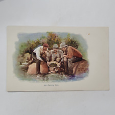 Panning Gold Rush Early Antique Embossed Postcard Vintage picture