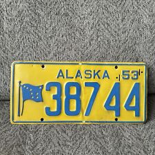 1953 Alaska License Plate Metal Full Size Fair Condition picture