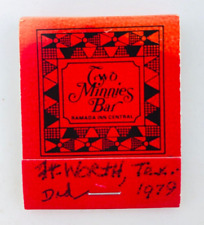 Vintage Two Minnies Bar Matchbook Fort Worth Texas TX 1970's Ramada Inn picture