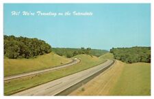 Vintage Hi We're Traveling on the Interstate Postcard Unposted Chrome picture