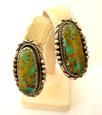 Vintage Navajo 'Old Pawn' Turquoise Earrings 925 Sterling Silver 1.5