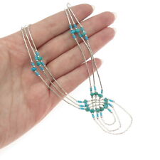 Old Pawn Sterling Silver Southwestern Real Turquoise Liquid Chain Necklace 20