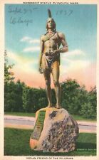 Vintage Postcard Massasoit Statue Pilgrims' Indian Friend Plymouth Massachusetts picture