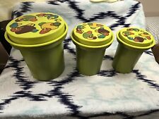 Set Of 3 Vintage Retro Rubbermaid Nesting Canisters Avocado Green Mushroom NICE picture