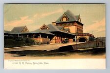Springfield MA-Massachusetts, Railroad Station, Antique, Vintage Postcard picture