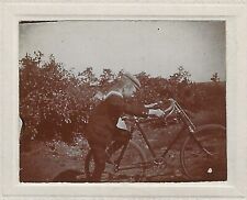 Bicycle Boy Sailor Collar Hat Vintage Small Photo Bike Biking picture
