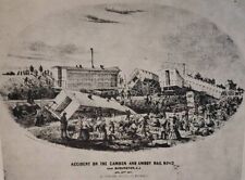 Train Wreck-1855 Early Burlington, NJ Railroad/Magazine Print Ad 7.5
