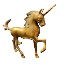 Vintage Leonard Gold Solid Brass Metal Unicorn Horse Decorative Figuring Decor picture