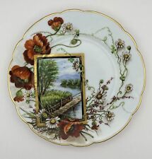Rare Haviland & Co. 1881 Limoges Hand-Painted Scenic Floral Signed Plate picture