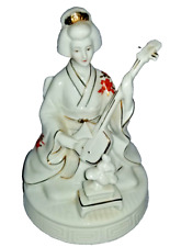 Japanese Geisha Musical Miniature Statue Figurine with a Shamisen VINTAGE picture