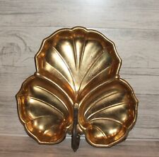 Vintage floral brass leaf shape bowl picture