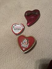 Set Of 3 Empty Valentines Candy Heart Metal Tins Hershey, Dove, Altoids picture