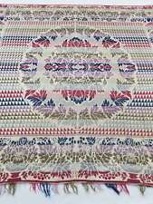 Antique American Reversible Jacquard Loomed Woolen Coverlet 198x187cms picture