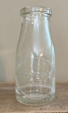 Vintage Mayer's Dairy Embossed 1/2 Half Pint Clear Glass Milk Bottle Newberry SC picture