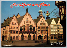Postcard Frankfurt Germany Romer Medieval Architecture Landmark Street Statue picture