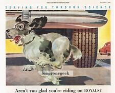 1946 US ROYAL Tires Car Avoids Running Dog art Vintage Print Ad picture