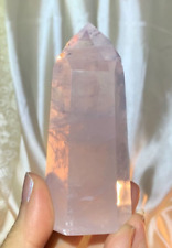 GORGEOUS GEMMY PINK GIRASOL ROSE QUARTZ POLISHED CRYSTAL POINT TOWER BRAZIL *2 picture