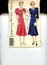 Vintage 1940s Simplicity 2428 Womens Dress Sewing Pattern Bust 40 Used picture