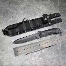 Drop Point Knife Fixed Blade Hunting Survival Camp Tactical 8Cr13MoV Steel Linen picture