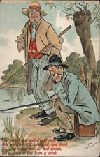 Comic Two Men Fishing Antique Postcard Vintage Post Card picture