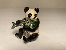 Panda Enameled Bamboo Hinged Trinket Box Rhinestones 2” picture