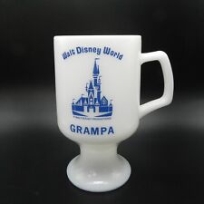 Walt Disney GRAMPA Mug White Milk Glass Footed Pedestal Coffee Cup Fathers Day picture