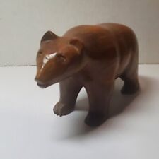 Vintage Ironwood Hand Carved Wooden Brown Grizzly Bear. picture