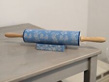 Temptations by Tara Floral Lace Blue Snowflake Rolling Pin & Holder picture