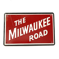 The Milwaukee Road Railroad Post Cereal Tin Sign Train Metal Vintage 1950’s picture