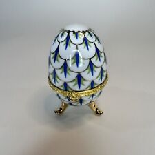 VTG Hand Painted Porcelain Egg Shaped Trinket Dish My Treasure Feberge Fabulous picture