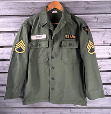 Vintage 50s 60s US Army Korean War Shirt Jacket Herringbone Twill Olive Small picture
