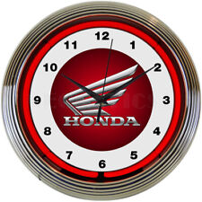 Neon Clock sign Honda Motorcycle Wings Performance Garage wall lamp Shop light picture