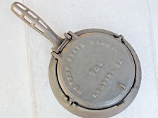 Antique Vintage Mt. Penn Stove Works 7 & 8 Cast Iron Waffle Iron, Unusual Handle picture