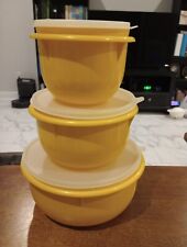 Tupperware Set of 3 Yellow Nesting Bowls w/ Lids # 272, 270 271 NO Lids picture