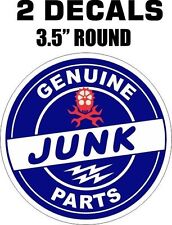 2 Round Genuine Junk Yard Parts Vinyl Decals picture