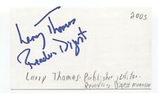 Larry Thomas Signed 3x5 Index Card Autographed Signature Readers Digest Editor picture