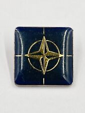 NATO Flag Dark Blue & Gold Colored Square Shaped Lapel Pin picture