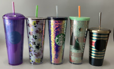 Lot Of 5 Assorted Starbucks Tumblers/Cups 16-24oz with Lids and Straws picture