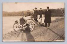Early Car by Frozen Lake RPPC Buick? Antique Camera Tripod Shadow Photo 1910s picture